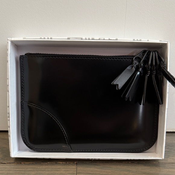 Comme des Garcons Black Glossy Zipper Medley Wallet /Clutch NWT IN BOX - Picture 5 of 9